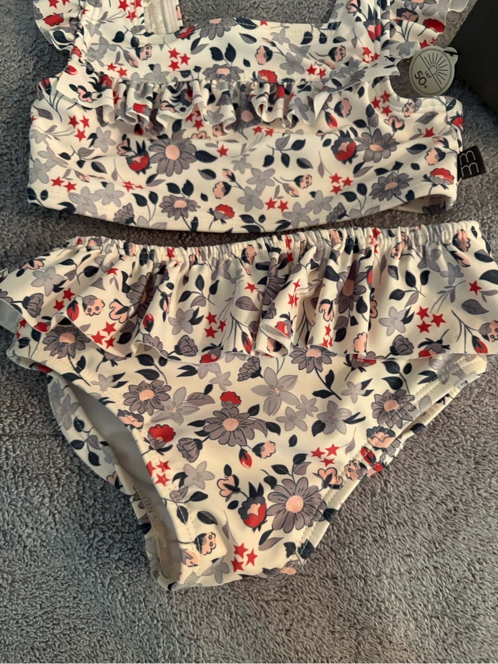 NWT Modern Moments By Gerber Toddler Bikini Swimsuit 2T Ivory Floral UPF-50 - Picture 2 of 6